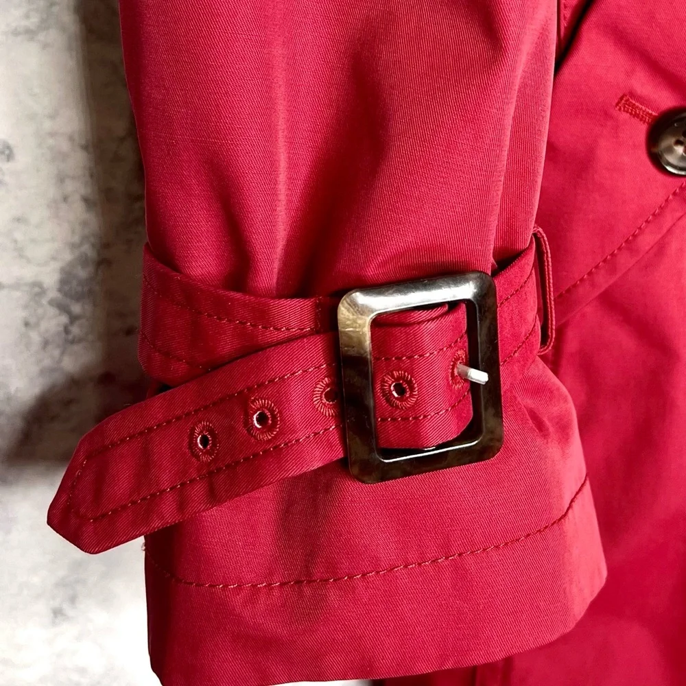 ⭐️ Talbots Red Double Breast Trench Coat Removable Insulated Liner Women’s 6 P - Picture 7 of 13